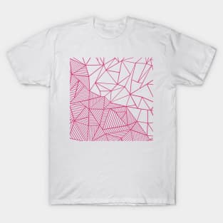 Abstract Half and Half Hot Pink T-Shirt